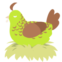 A lime and brown chicken with a half-lace pattern