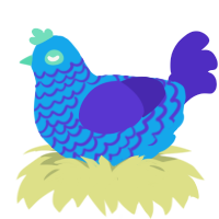 A sky and indigo chicken with a lace pattern
