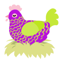 A amethyst and lime chicken with a lace pattern