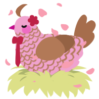 A pink and brown chicken with a lace pattern