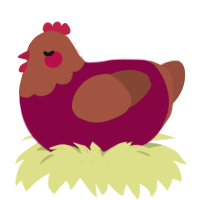 A maroon and russet chicken with a head pattern