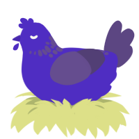 NabNab, a indigo and overcast chicken with a neck-speckle pattern