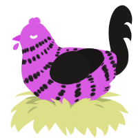 A orchid and sable chicken with a bar pattern