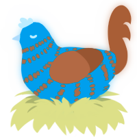 A sea and brown chicken with a bar pattern