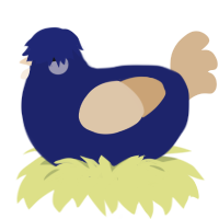 A navy and beige chicken