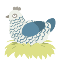 A gluppy and sapphire chicken with a lace pattern