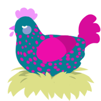 (unnamed), a sea and fuchsia chicken with a speckle pattern