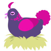 A overcast and fuchsia chicken with a neck-speckle pattern