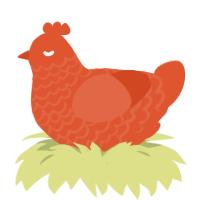 A vermilion chicken with a lace pattern