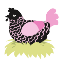 A sable and pink chicken with a lace pattern