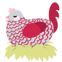 A mist and crimson chicken with a lace pattern