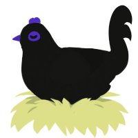 A black chicken with a speckle pattern