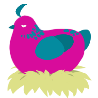 A fuchsia and sea chicken with a neck-speckle pattern