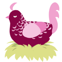 Cherub, a maroon and pink chicken with a half-lace pattern
