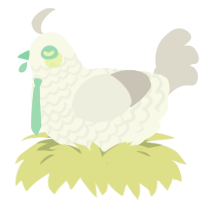 A white and mist chicken with a lace pattern