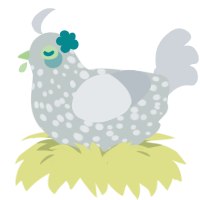A silver and mist chicken with a speckle pattern
