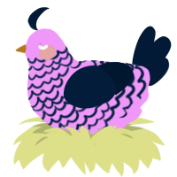 A lavender and tumblr chicken with a lace pattern