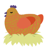 A gold and vermilion chicken with a lace pattern