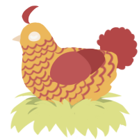 A honey and red chicken with a lace pattern