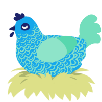 A sky and mint chicken with a double-lace pattern