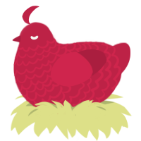 A crimson chicken with a lace pattern