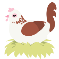 A white and russet chicken with a neck-speckle pattern