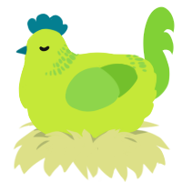 A lime and grass chicken with a neck-band pattern
