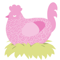 Pink, a pink chicken with a double-lace pattern