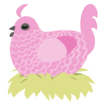 A pink chicken with a lace pattern