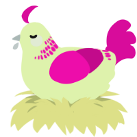 A apple and fuchsia chicken with a neck-band pattern