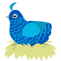 A ultramarine and cerulean chicken with a lace pattern