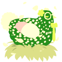 Doni, a leaf and lavender chicken with a speckle pattern