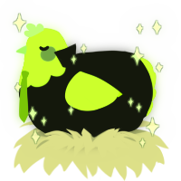 A black and lime chicken with a head pattern