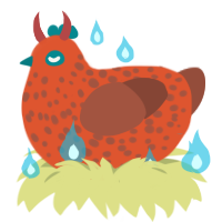 King Caliente, a vermilion and russet chicken with a speckle pattern