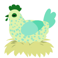 (unnamed), a apple and mint chicken with a speckle pattern
