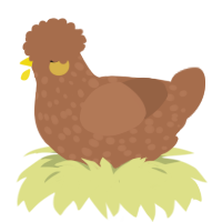 A brown chicken with a speckle pattern