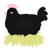 A black and sable chicken with a speckle pattern