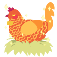 A crimson and vermilion chicken with a lace pattern