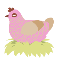 A pink and beige chicken with a lace pattern