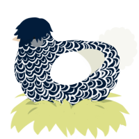 A tumblr and white chicken with a double-lace pattern