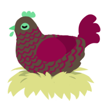 A bark and maroon chicken with a lace pattern