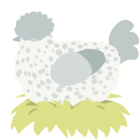 (unnamed), a white and silver chicken with a speckle pattern