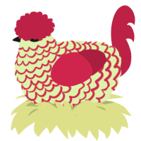 A apple and crimson chicken with a lace pattern