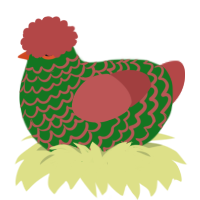 Cinapple pie, a leaf and red chicken with a lace pattern