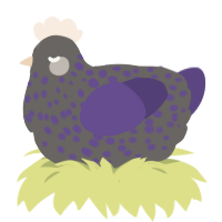 A grey and overcast chicken with a speckle pattern
