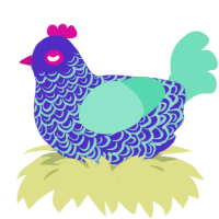 A indigo and mint chicken with a double-lace pattern