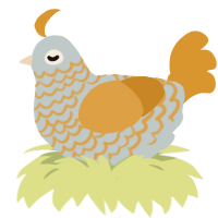 A silver and orange chicken with a lace pattern