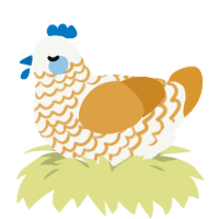 A white and orange chicken with a lace pattern