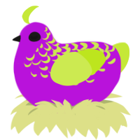 A amethyst and lime chicken with a half-lace pattern