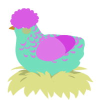 A mint and orchid chicken with a half-lace pattern